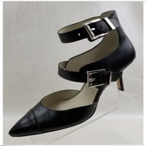 Michael Kors Tamara Strap Buckle Black Heels 6.5M